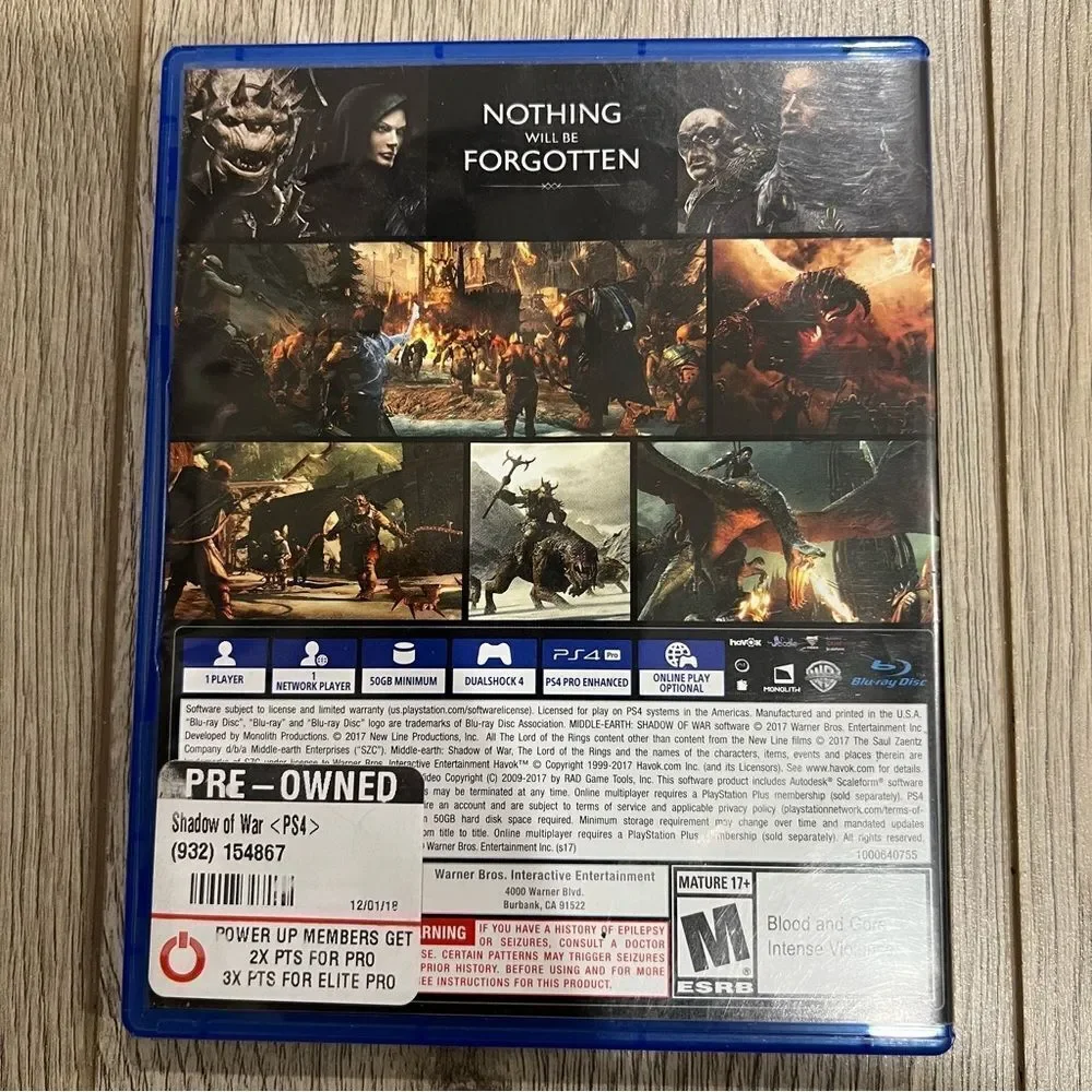 PS4 SHADOW of War Game